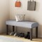 42.5 Inch Grey Upholstered Entryway End of Bed Bench with Padded Seat and Wooden 4 Legs